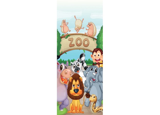 Наклейка на дверь Животные в зоопарке
